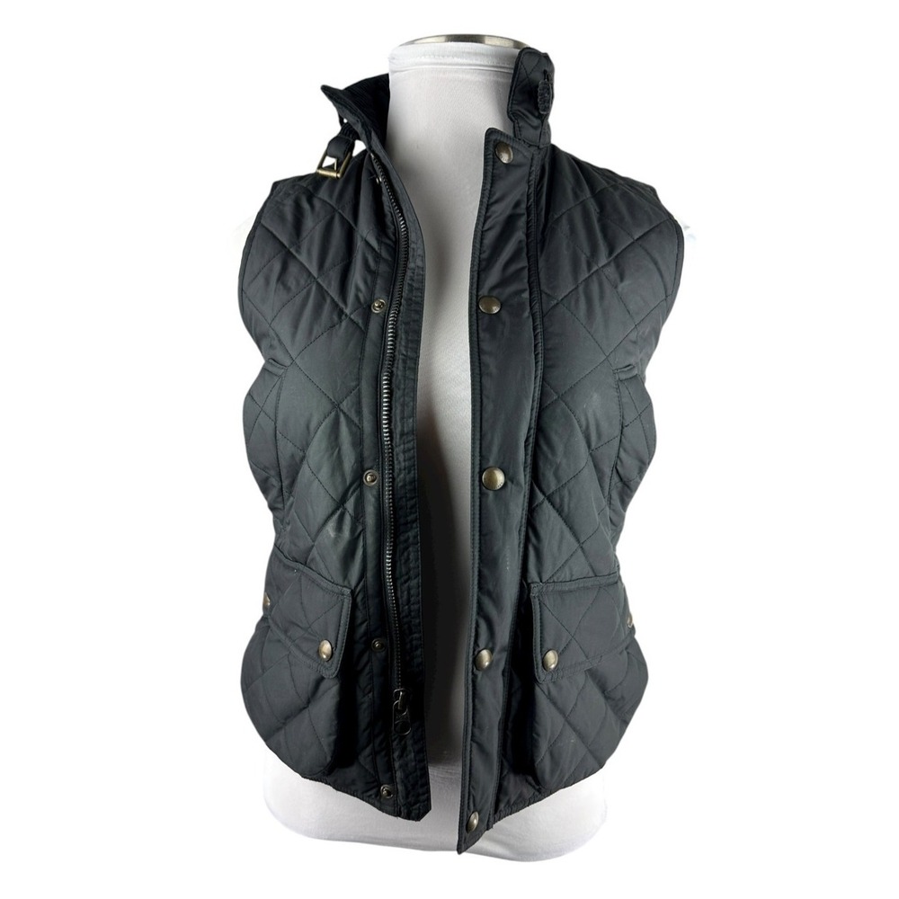 Polo Ralph Lauren Diamond Quilted Vest XS Black Full Zip Corduroy Collar Belt - Picture 3 of 16
